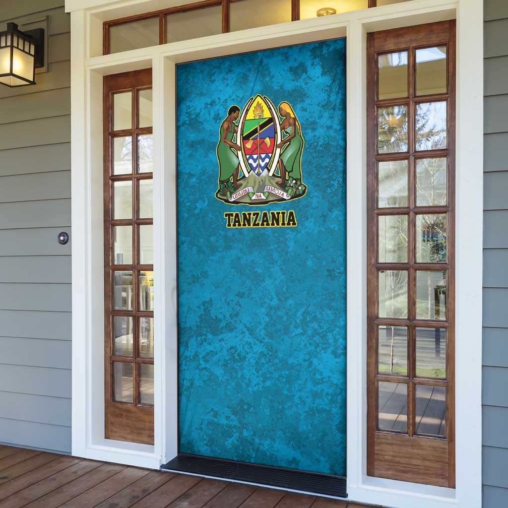 Kilimanjaro Tanzania Door Cover Grunge Flag Map of Tanzania - Wonder Print Shop