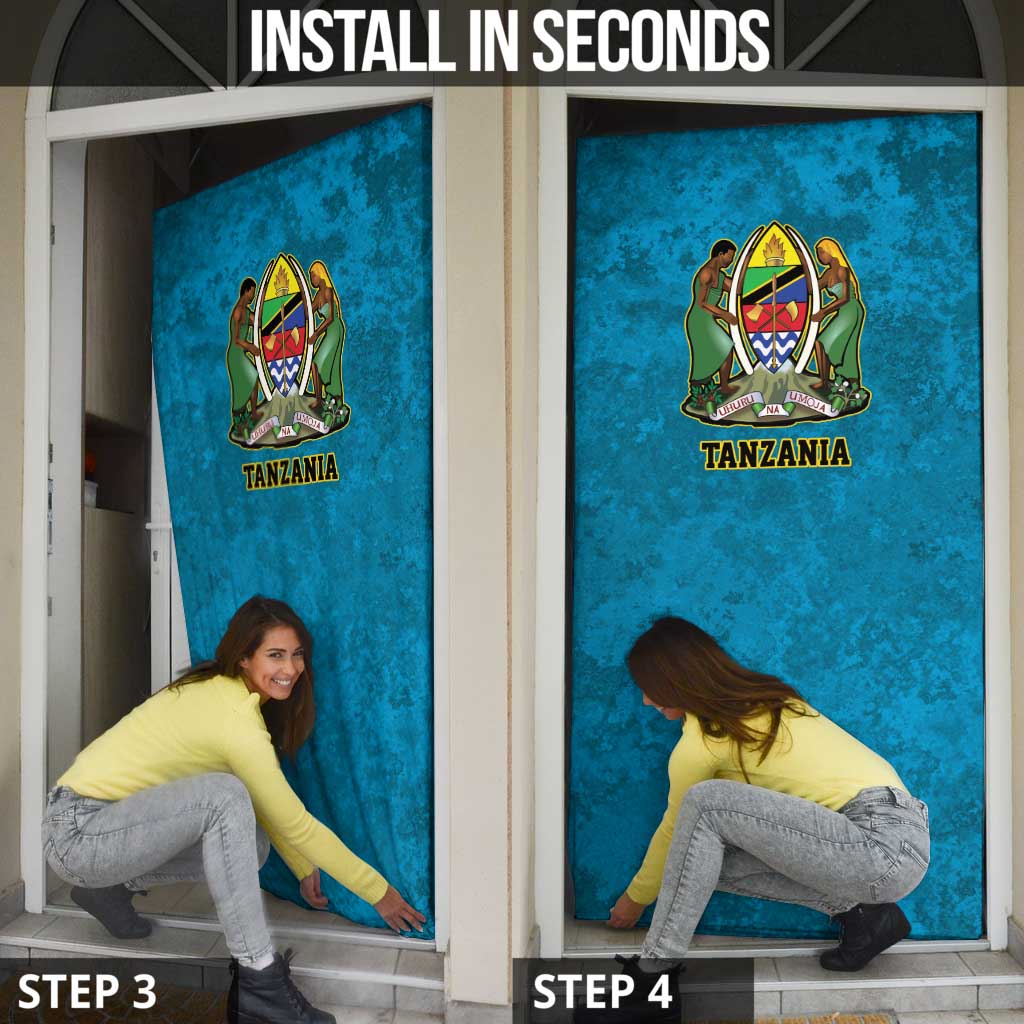 Kilimanjaro Tanzania Door Cover Grunge Flag Map of Tanzania - Wonder Print Shop