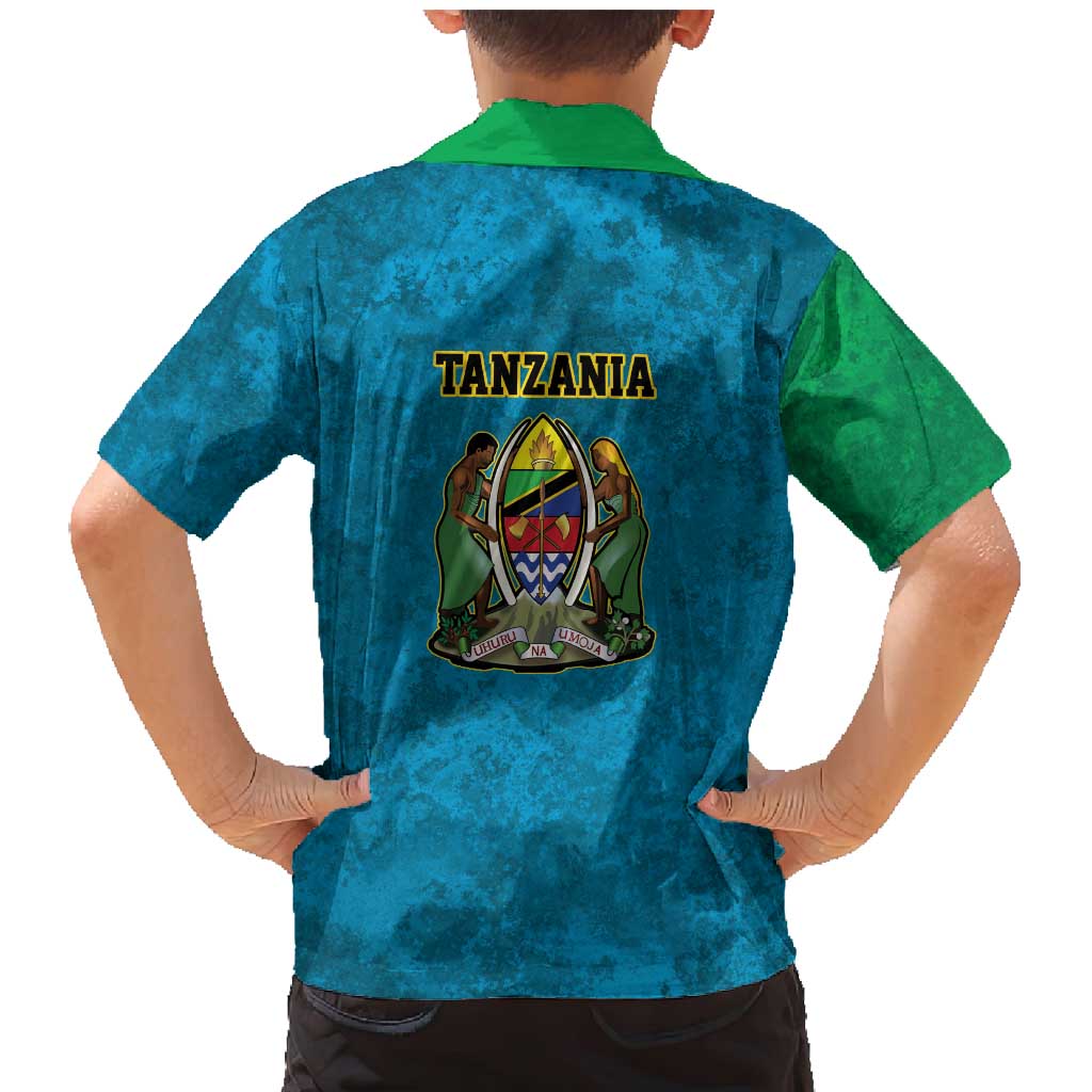 Kilimanjaro Tanzania Family Matching Mermaid Dress and Hawaiian Shirt Grunge Flag Map of Tanzania - Wonder Print Shop