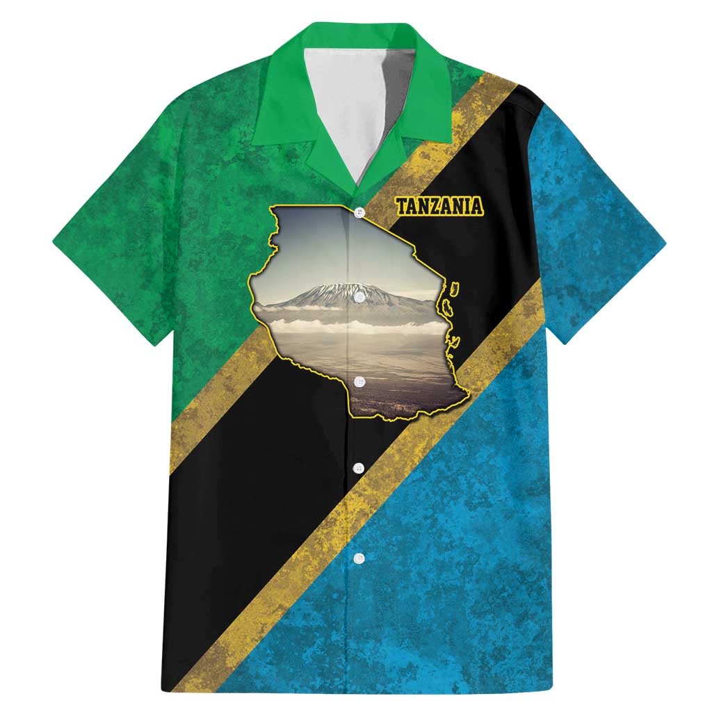 Kilimanjaro Tanzania Family Matching Mermaid Dress and Hawaiian Shirt Grunge Flag Map of Tanzania - Wonder Print Shop