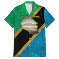 Kilimanjaro Tanzania Family Matching Off The Shoulder Long Sleeve Dress and Hawaiian Shirt Grunge Flag Map of Tanzania - Wonder Print Shop