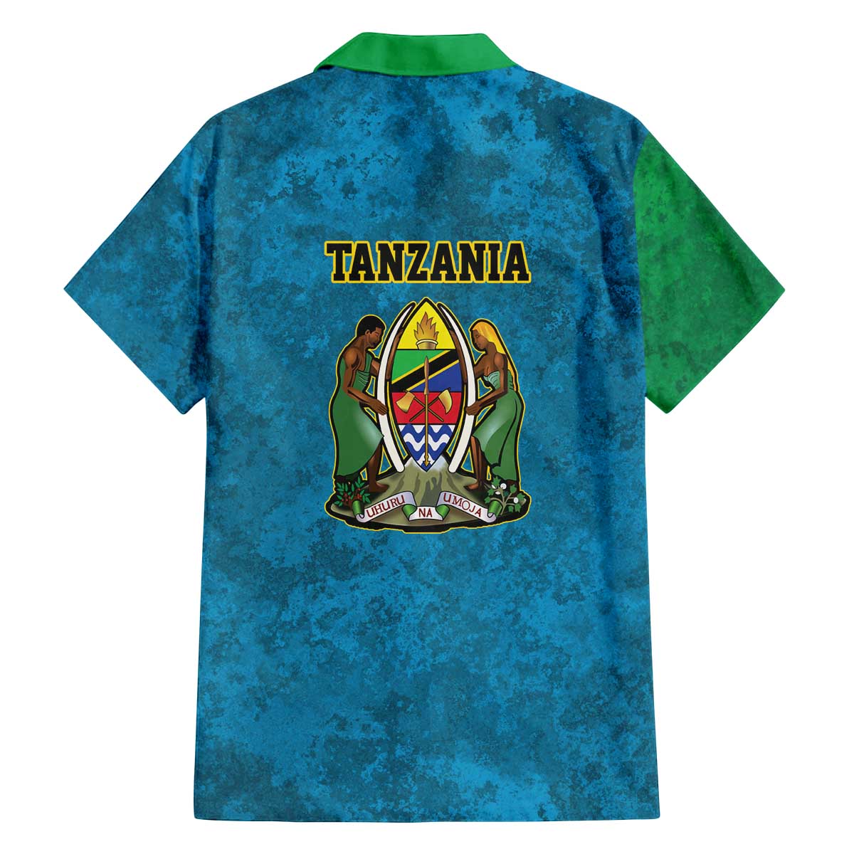 Kilimanjaro Tanzania Family Matching Off The Shoulder Long Sleeve Dress and Hawaiian Shirt Grunge Flag Map of Tanzania - Wonder Print Shop