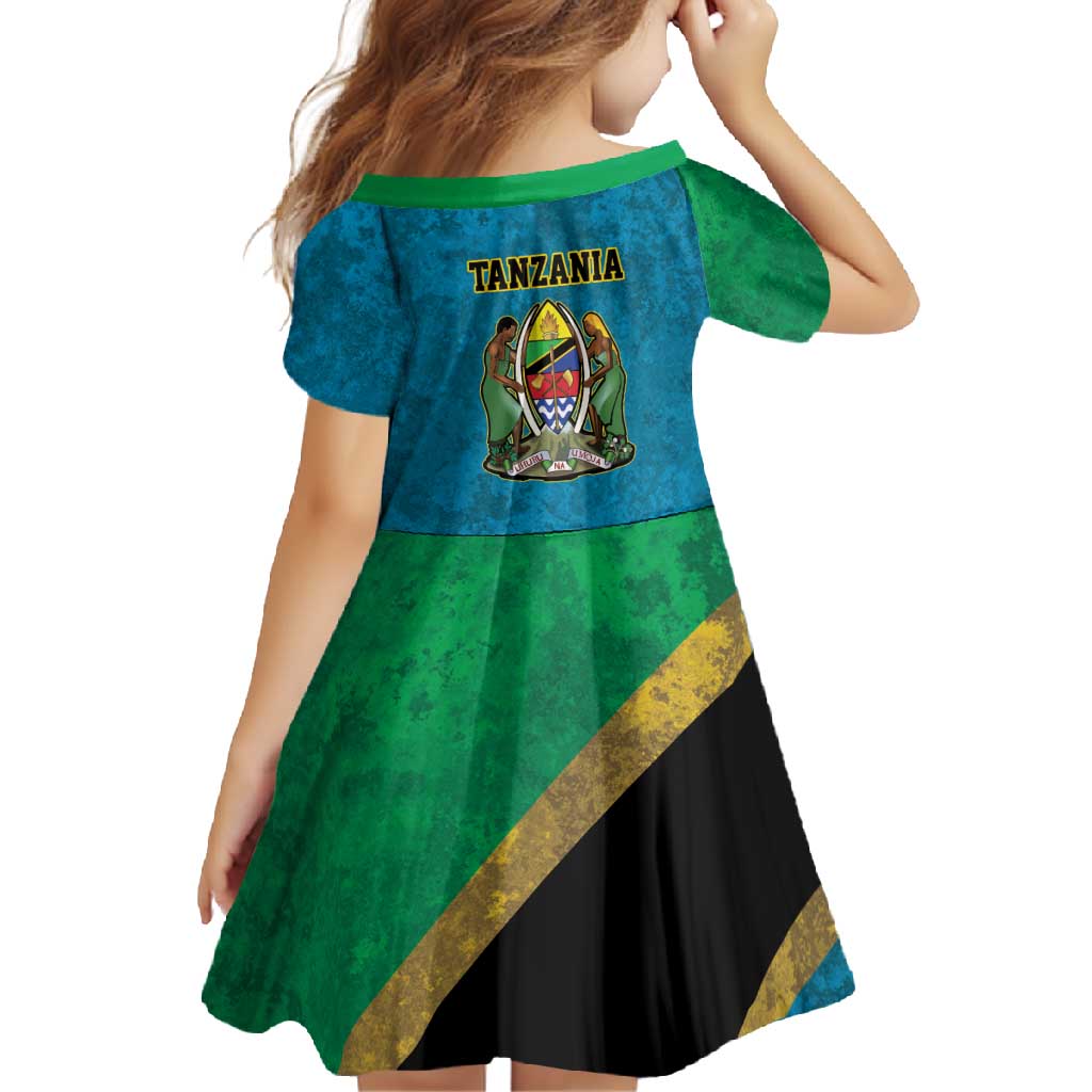 Kilimanjaro Tanzania Family Matching Summer Maxi Dress and Hawaiian Shirt Grunge Flag Map of Tanzania - Wonder Print Shop