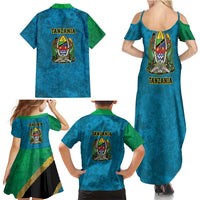 Kilimanjaro Tanzania Family Matching Summer Maxi Dress and Hawaiian Shirt Grunge Flag Map of Tanzania - Wonder Print Shop
