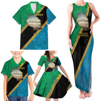 Kilimanjaro Tanzania Family Matching Tank Maxi Dress and Hawaiian Shirt Grunge Flag Map of Tanzania - Wonder Print Shop