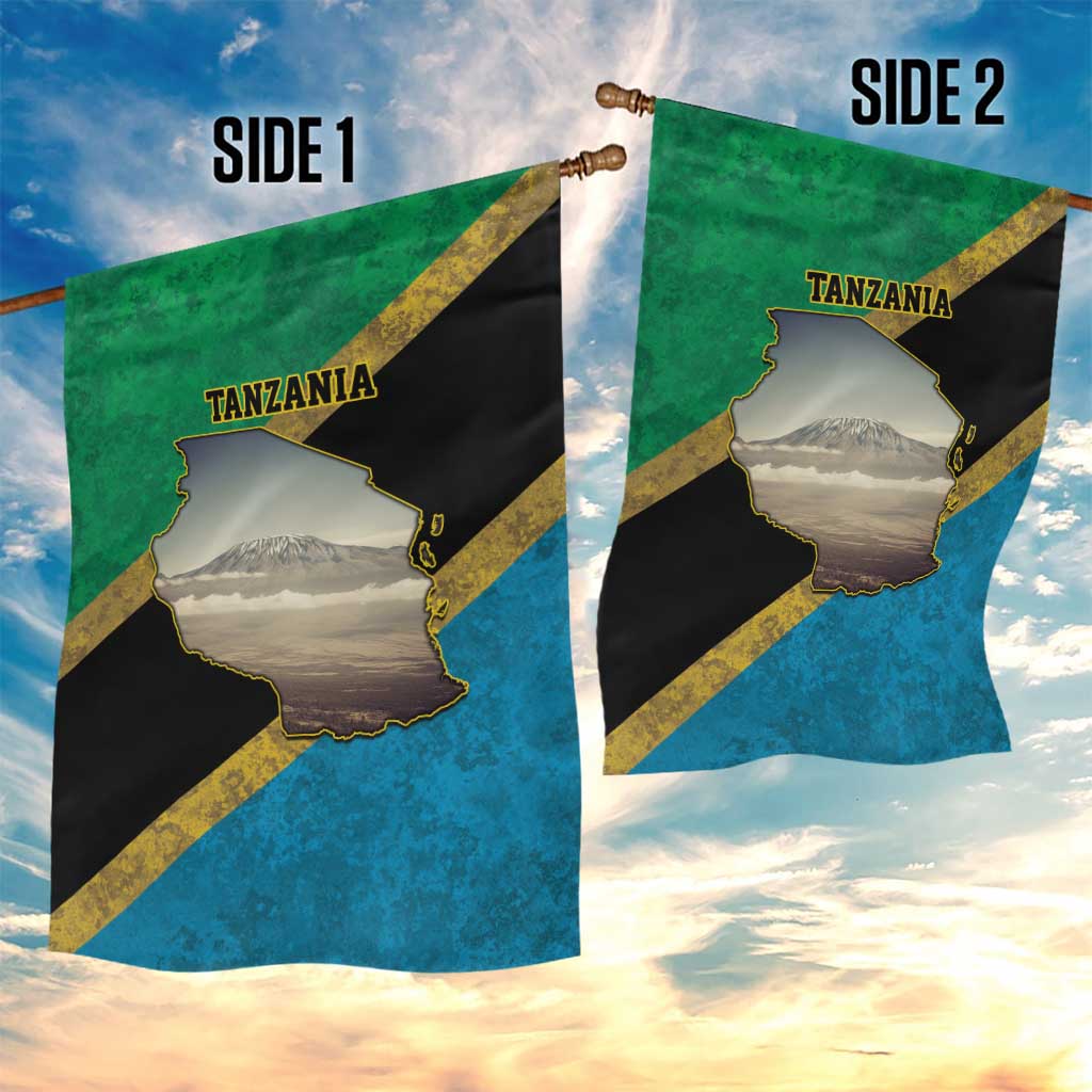 Kilimanjaro Tanzania Garden Flag Grunge Flag Map of Tanzania - Wonder Print Shop