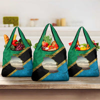 Kilimanjaro Tanzania Grocery Bag Grunge Flag Map of Tanzania - Wonder Print Shop