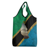 Kilimanjaro Tanzania Grocery Bag Grunge Flag Map of Tanzania - Wonder Print Shop