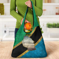 Kilimanjaro Tanzania Grocery Bag Grunge Flag Map of Tanzania - Wonder Print Shop