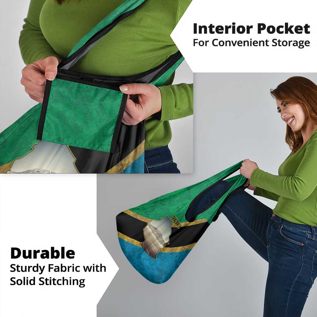 Kilimanjaro Tanzania Grocery Bag Grunge Flag Map of Tanzania - Wonder Print Shop