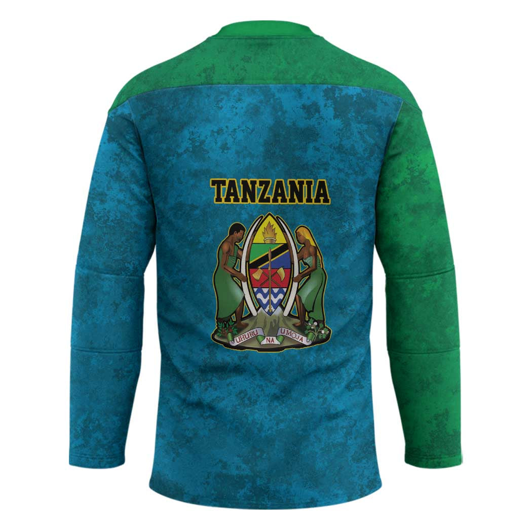 Kilimanjaro Tanzania Hockey Jersey Grunge Flag Map of Tanzania - Wonder Print Shop