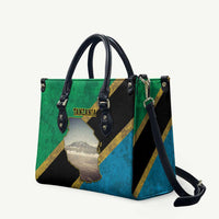 Kilimanjaro Tanzania Leather Bag Grunge Flag Map of Tanzania - Wonder Print Shop