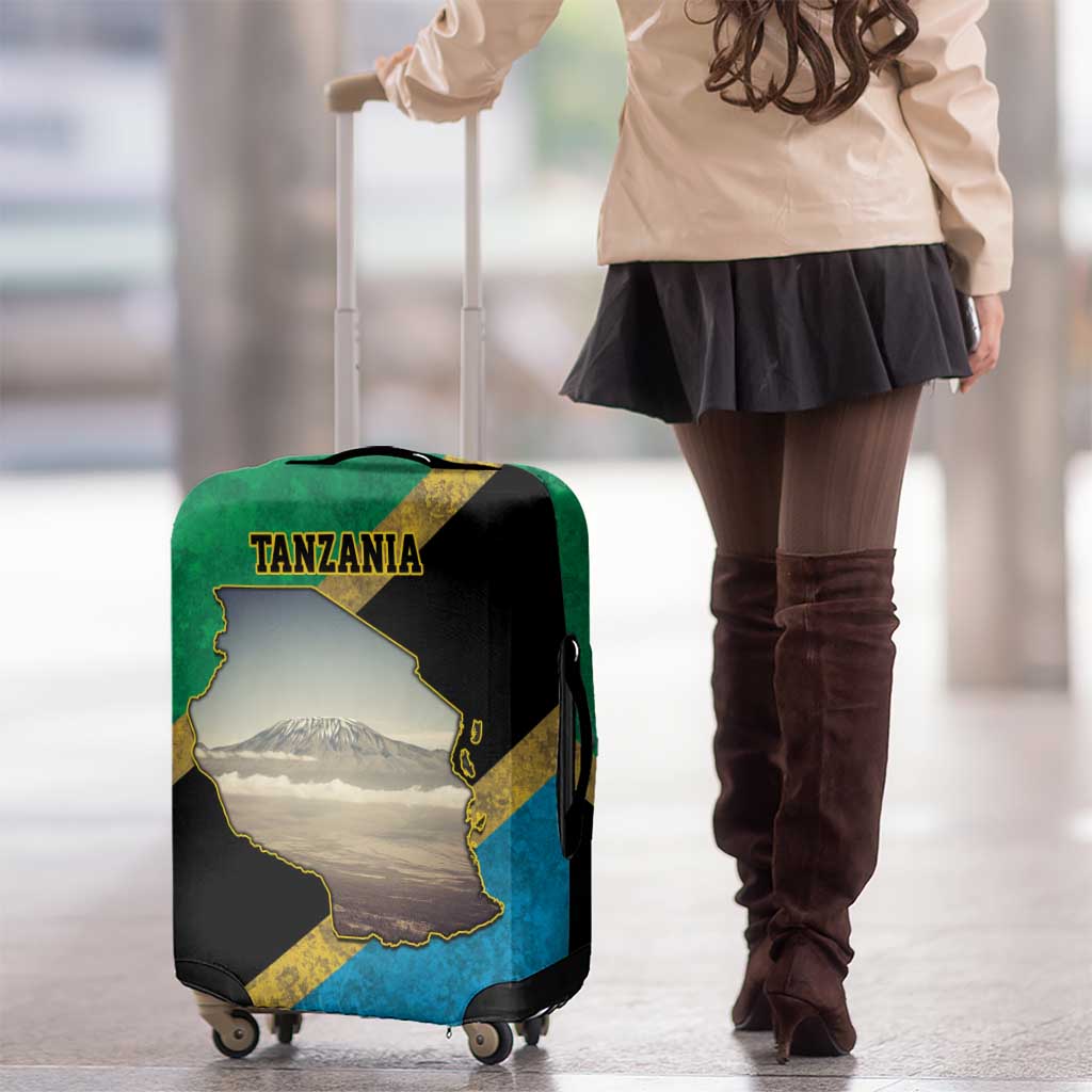 Kilimanjaro Tanzania Luggage Cover Grunge Flag Map of Tanzania - Wonder Print Shop