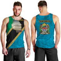 Kilimanjaro Tanzania Men Tank Top Grunge Flag Map of Tanzania - Wonder Print Shop
