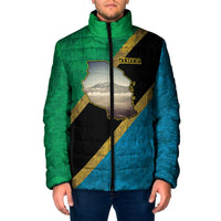Kilimanjaro Tanzania Padded Jacket Grunge Flag Map of Tanzania - Wonder Print Shop