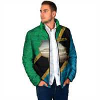 Kilimanjaro Tanzania Padded Jacket Grunge Flag Map of Tanzania - Wonder Print Shop