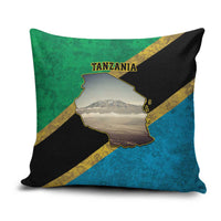 Kilimanjaro Tanzania Pillow Cover Grunge Flag Map of Tanzania - Wonder Print Shop