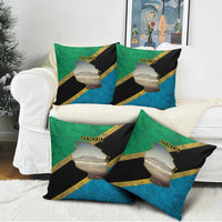 Kilimanjaro Tanzania Pillow Cover Grunge Flag Map of Tanzania - Wonder Print Shop