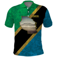 Kilimanjaro Tanzania Polo Shirt Grunge Flag Map of Tanzania - Wonder Print Shop
