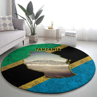 Kilimanjaro Tanzania Round Carpet Grunge Flag Map of Tanzania - Wonder Print Shop