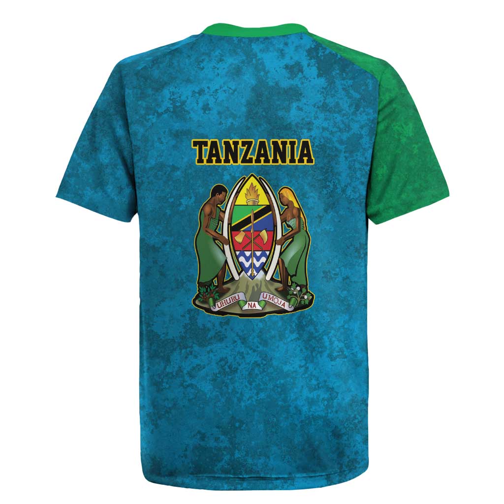 Kilimanjaro Tanzania Rugby Jersey Grunge Flag Map of Tanzania - Wonder Print Shop