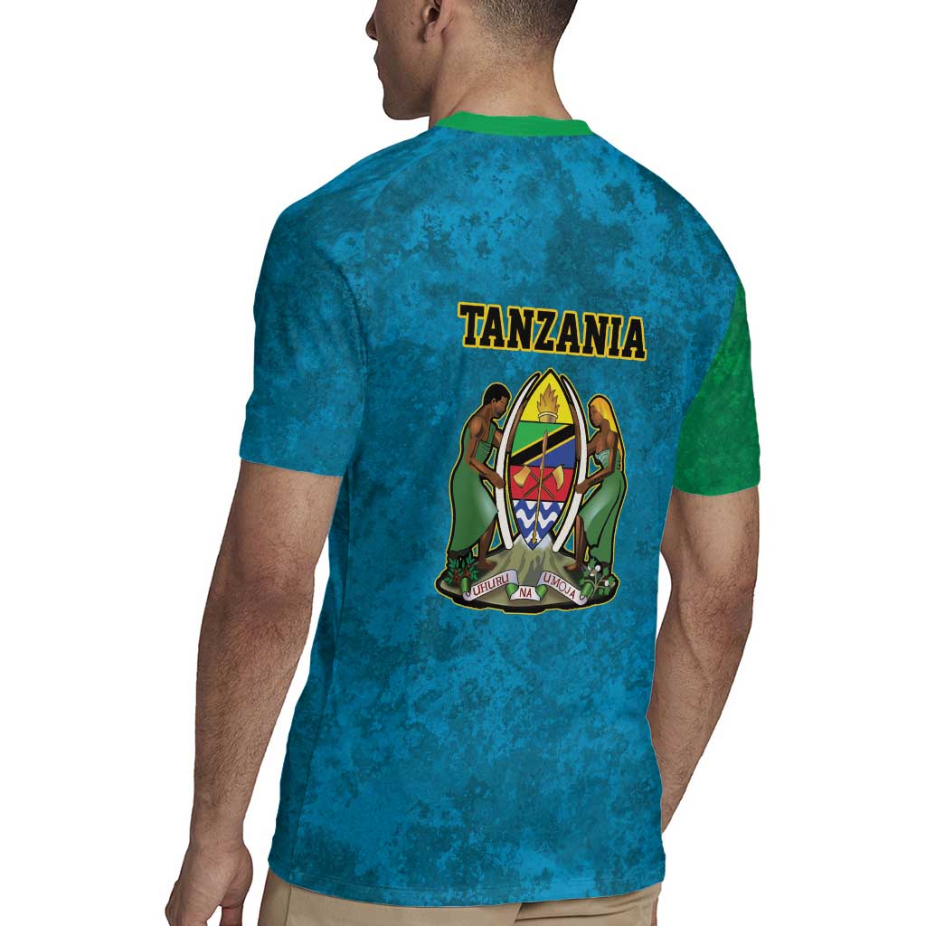 Kilimanjaro Tanzania Rugby Jersey Grunge Flag Map of Tanzania - Wonder Print Shop