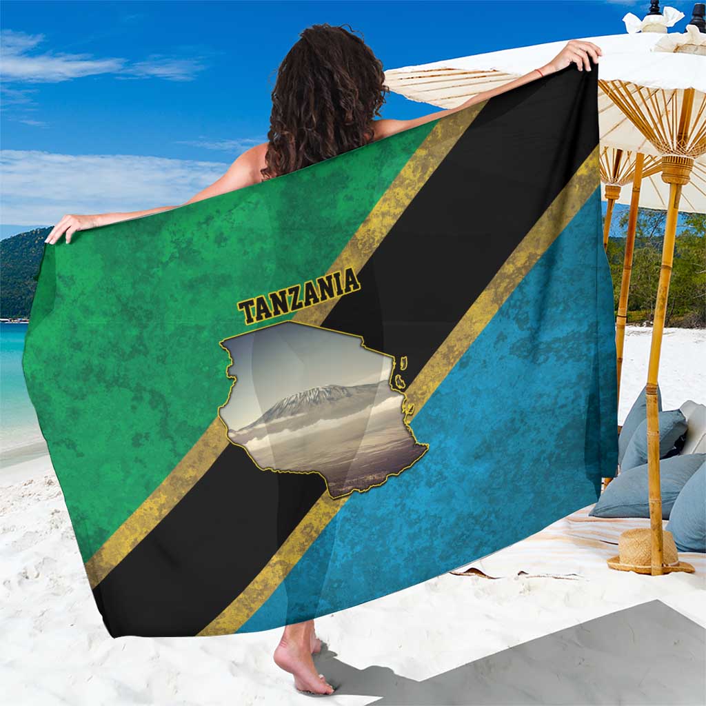 Kilimanjaro Tanzania Sarong Grunge Flag Map of Tanzania - Wonder Print Shop