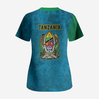 African Volcano Kilimanjaro Tanzania Scrub Top Grunge Flag Map of Tanzania