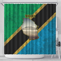 Kilimanjaro Tanzania Shower Curtain Grunge Flag Map of Tanzania - Wonder Print Shop