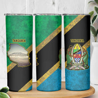 Kilimanjaro Tanzania Skinny Tumbler Grunge Flag Map of Tanzania - Wonder Print Shop