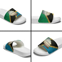 Kilimanjaro Tanzania Slide Sandals Grunge Flag Map of Tanzania - Wonder Print Shop