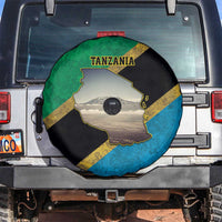 Kilimanjaro Tanzania Spare Tire Cover Grunge Flag Map of Tanzania - Wonder Print Shop