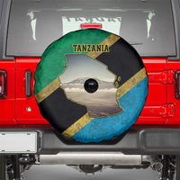 Kilimanjaro Tanzania Spare Tire Cover Grunge Flag Map of Tanzania - Wonder Print Shop