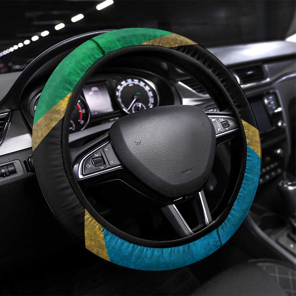 Kilimanjaro Tanzania Steering Wheel Cover Grunge Flag Map of Tanzania - Wonder Print Shop