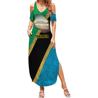 Kilimanjaro Tanzania Summer Maxi Dress Grunge Flag Map of Tanzania - Wonder Print Shop