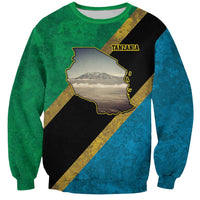 Kilimanjaro Tanzania Sweatshirt Grunge Flag Map of Tanzania - Wonder Print Shop