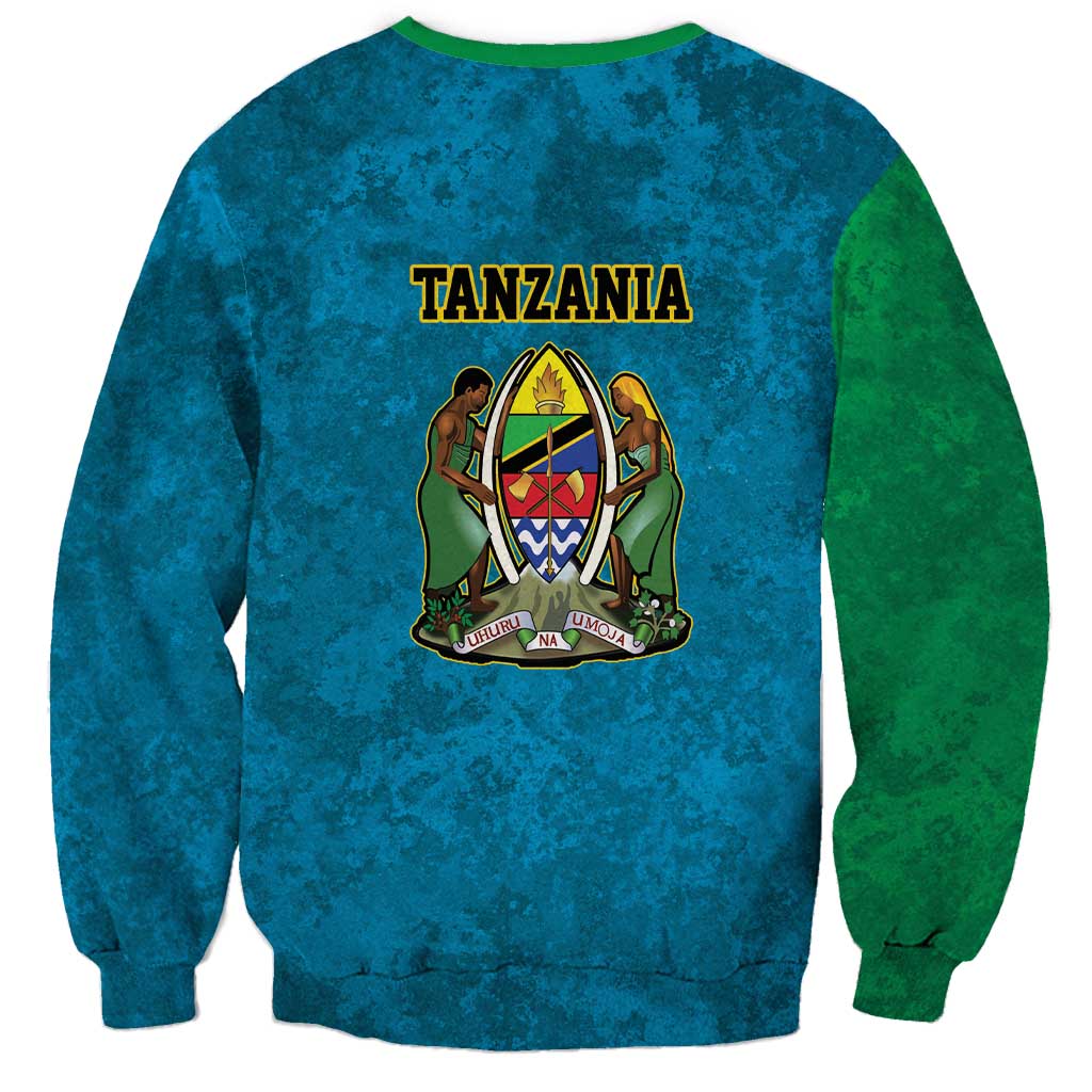 Kilimanjaro Tanzania Sweatshirt Grunge Flag Map of Tanzania - Wonder Print Shop