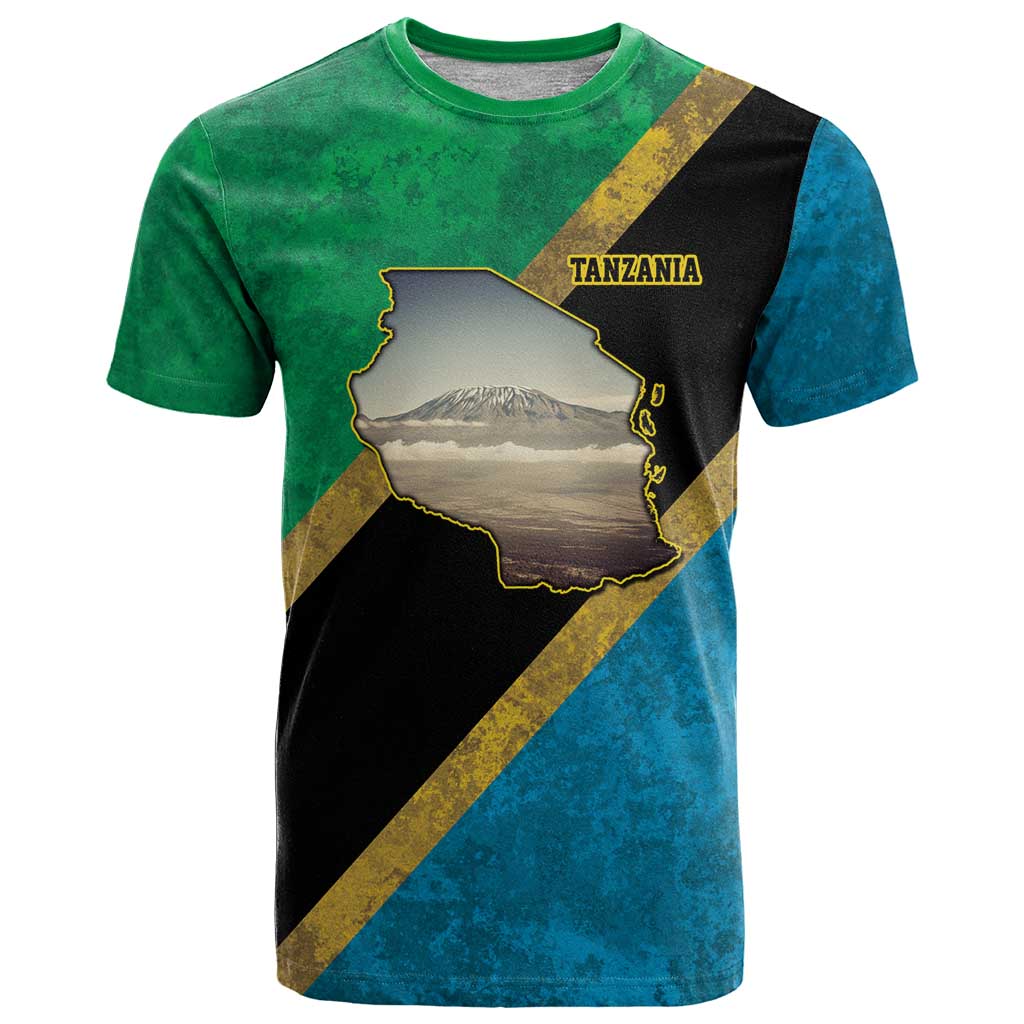Kilimanjaro Tanzania T Shirt Grunge Flag Map of Tanzania - Wonder Print Shop