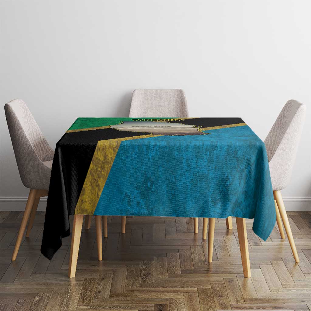 Kilimanjaro Tanzania Tablecloth Grunge Flag Map of Tanzania - Wonder Print Shop