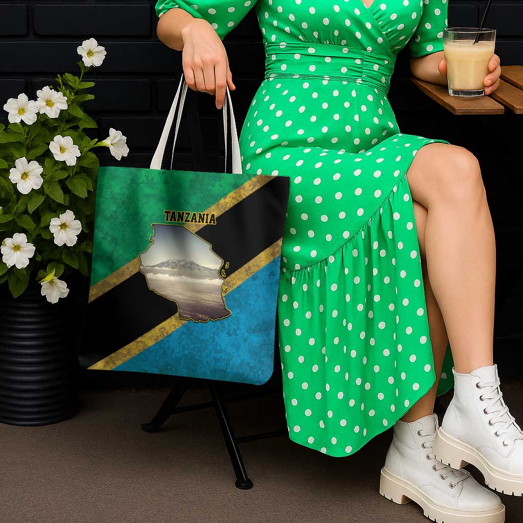 Kilimanjaro Tanzania Tote Bag Grunge Flag Map of Tanzania - Wonder Print Shop