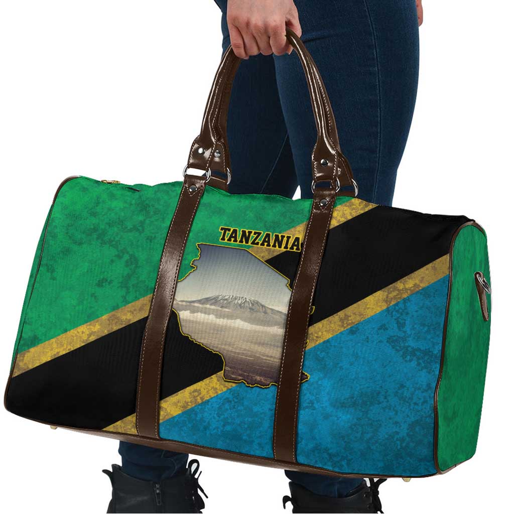 Kilimanjaro Tanzania Travel Bag Grunge Flag Map of Tanzania - Wonder Print Shop