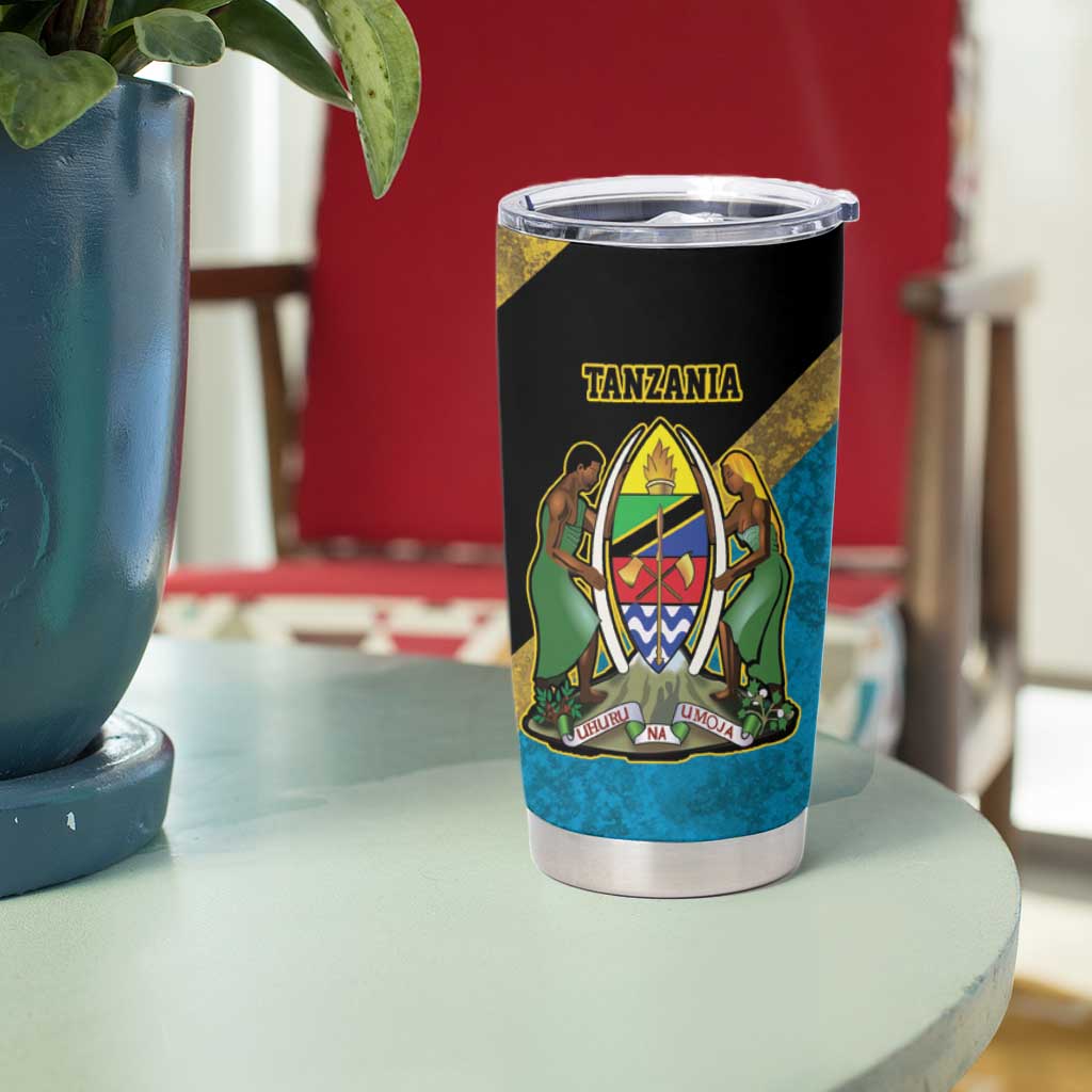 Kilimanjaro Tanzania Tumbler Cup Grunge Flag Map of Tanzania - Wonder Print Shop