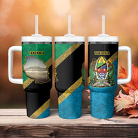 Kilimanjaro Tanzania Tumbler With Handle Grunge Flag Map of Tanzania - Wonder Print Shop