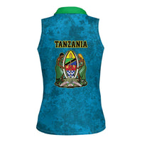 Kilimanjaro Tanzania Women Sleeveless Polo Shirt Grunge Flag Map of Tanzania - Wonder Print Shop