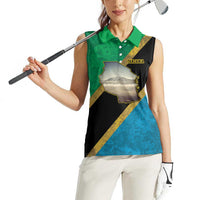 Kilimanjaro Tanzania Women Sleeveless Polo Shirt Grunge Flag Map of Tanzania - Wonder Print Shop