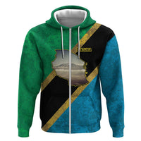 Kilimanjaro Tanzania Zip Hoodie Grunge Flag Map of Tanzania - Wonder Print Shop
