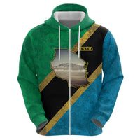 Kilimanjaro Tanzania Zip Hoodie Grunge Flag Map of Tanzania - Wonder Print Shop