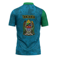 Kilimanjaro Tanzania Zipper Polo Shirt Grunge Flag Map of Tanzania - Wonder Print Shop