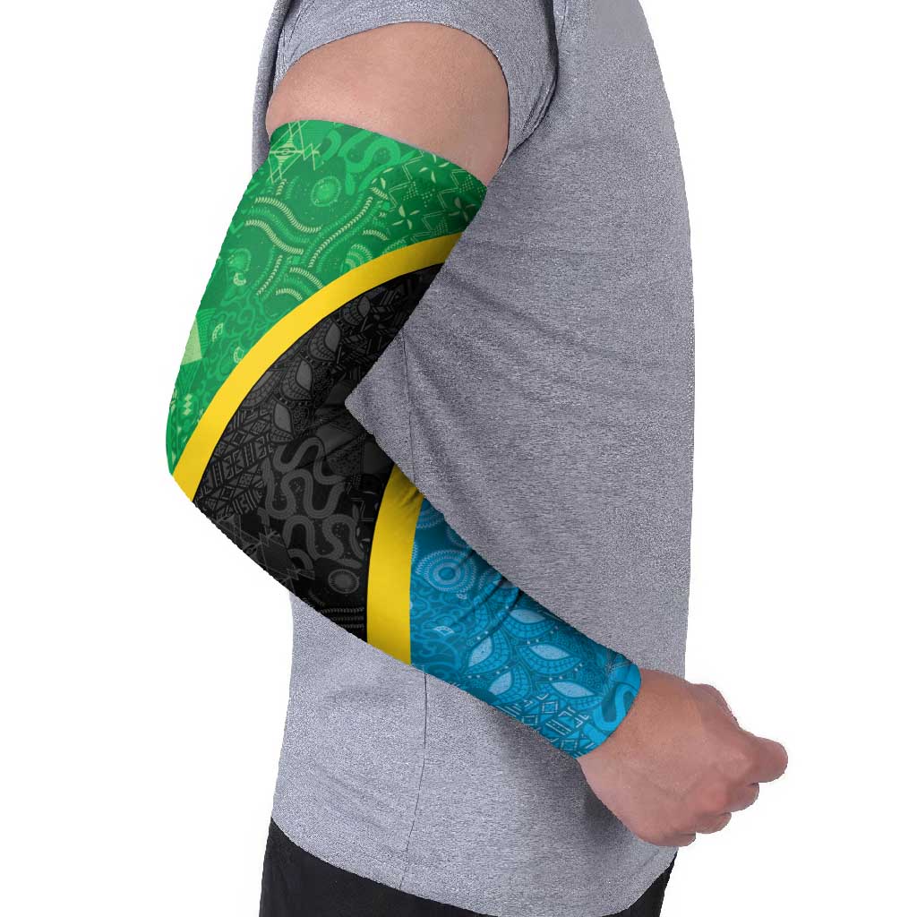 Tanzania 255 Arm Sleeves African Mix Pattern Flag Motif - Wonder Print Shop