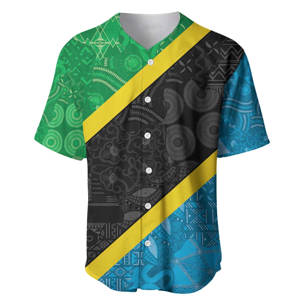 Tanzania 255 Baseball Jersey African Mix Pattern Flag Motif - Wonder Print Shop